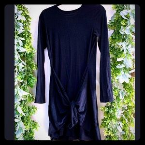 Tie front black dress